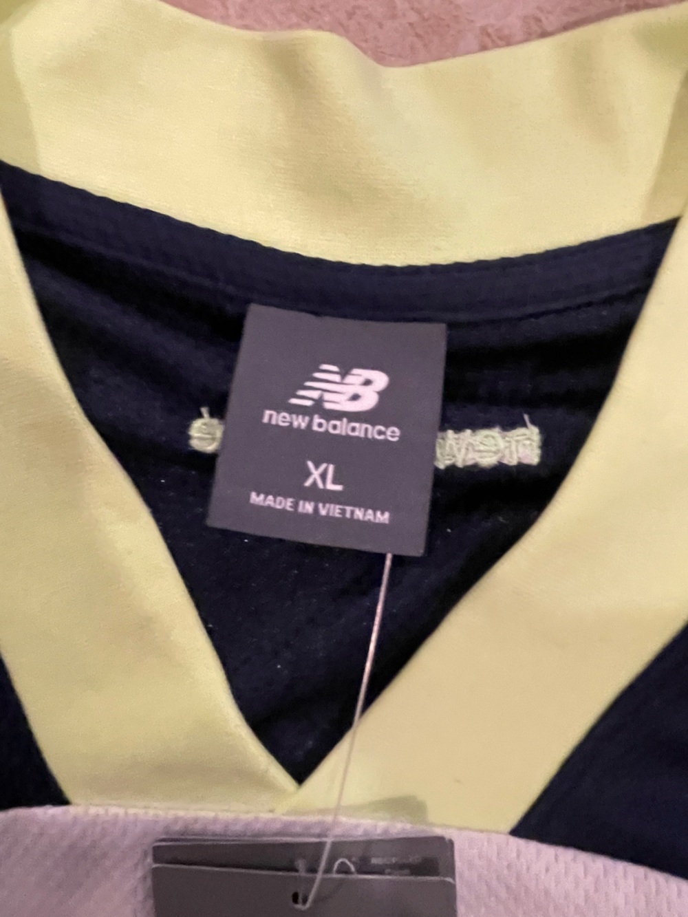 New Balance Navy and Light Green Athletic Top - Picture 3 of 4